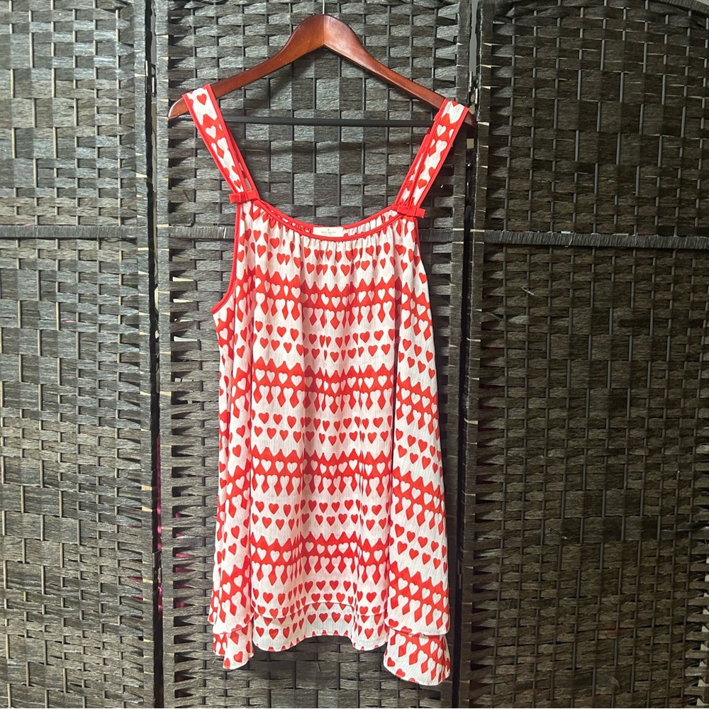 Kate Spade heart print chiffon tiered nightgown dress size XL